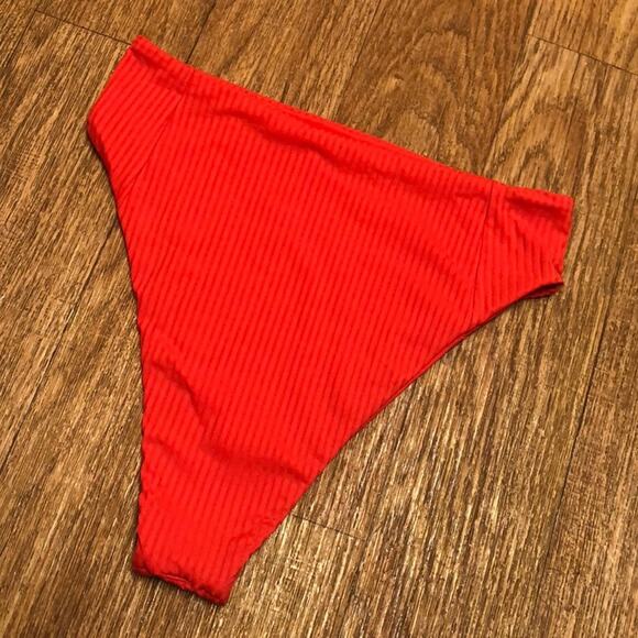 Vitamin A Sienna High Waist Ribbed Swim Bottom in Red Size Small / 6 - Picture 6 of 8